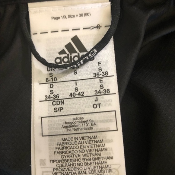 Adidas Black Windbreaker Jacket Hooded Zip Pockets Size Small - Picture 10 of 10